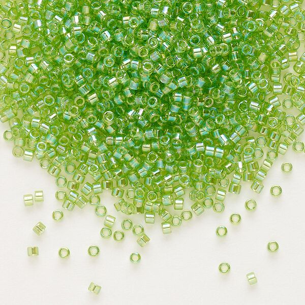Seed bead, Delica®, glass, pkg/50g, #11 round, translucent rainbow lime (DB-1246). image number 0