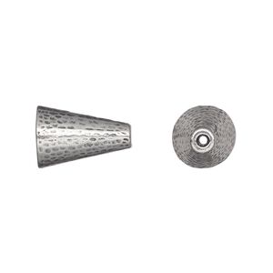 Cone, TierraCast®, "Hammertone" collection, pewter (tin-based alloy), 15x10mm hammered, 7.2mm inside diameter. Sold per pkg of 2.