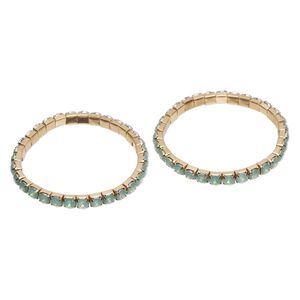Bracelet, stretch, acrylic and gold-finished steel, frosted green, 6-7mm wide, 7-1/2 inches. Sold per pkg of 2.