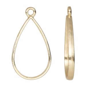 Focal, gold-finished "pewter" (zinc-based alloy), 33x21mm open teardrop. Sold per pkg of 2.