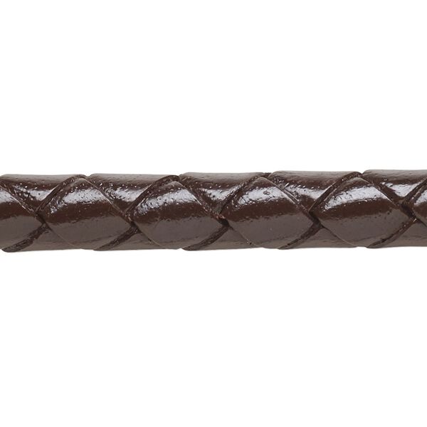 Bolo cord, leather (dyed), brown, 8-9mm braided round. Sold per 5-foot section. image number 0
