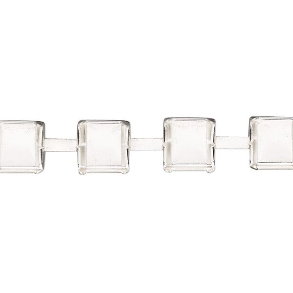 Cupchain, silver-finished brass, 8mm wide with (72) SS39 settings and (10) 9mm connectors. Sold per pkg of 3 feet. image number 0