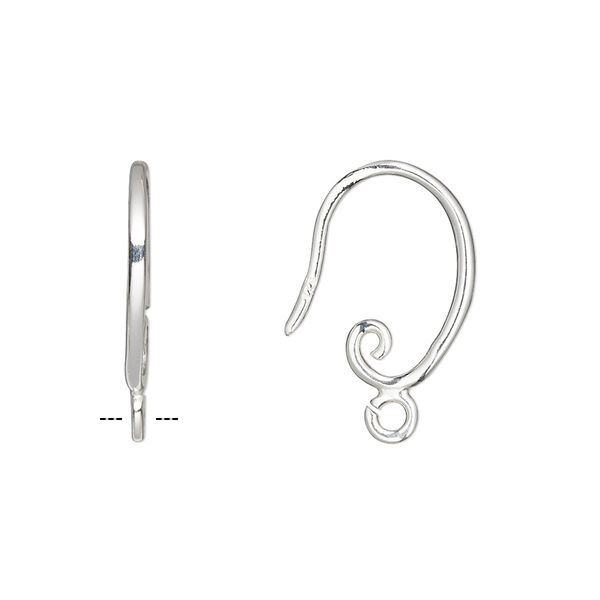 Ear wire, sterling silver, 21mm fishhook with open loop, 18 gauge. Sold per pair. image number 0