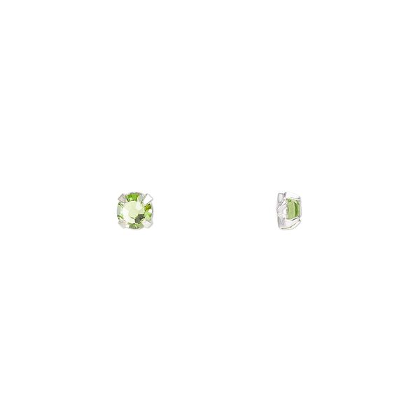 Bead 1440pk rose montees peridot silver plate, Preciosa Czech crystal 3-3.2mm round SS12 image number 0