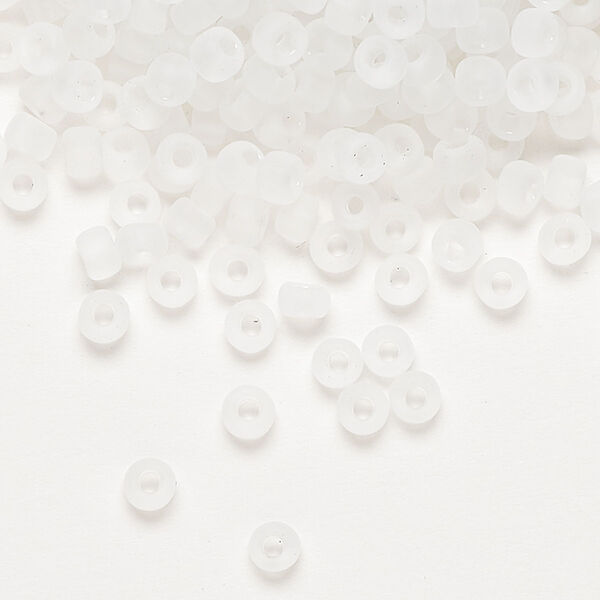 Seed bead, Dyna-Mites™, glass, transparent matte clear, #6 round. Sold per 40-gram pkg. image number 0