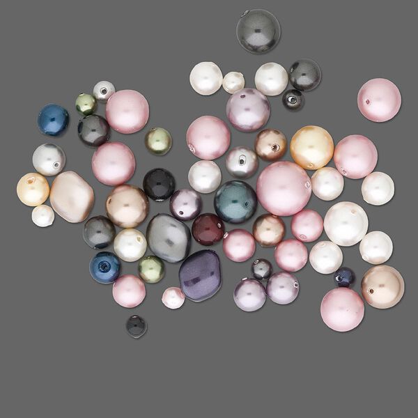 Pearl mix, Crystal Passions®, mixed colors, 3-18mm mixed shapes. Sold per 25-gram pkg, approximately 20-45 pearls. image number 0