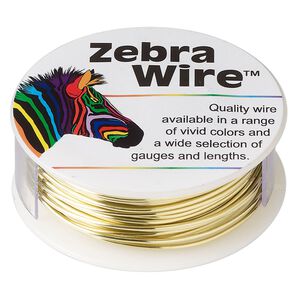 Wire, Zebra Wire™, brass, round, 18 gauge. Sold per 1/4-pound spool, approximately 17 yards.