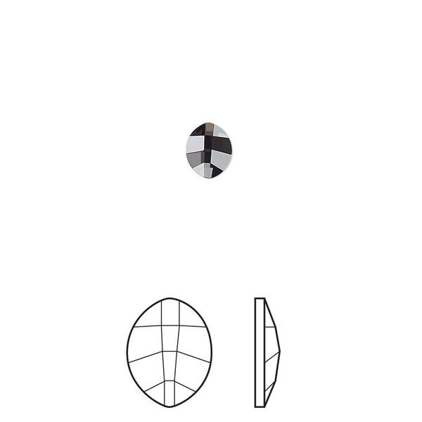 Flat back 2pk crystal silver night foil back, Crystal Passions® hotfix rhinestone 6x4.8mm pure leaf 2204 image number 0