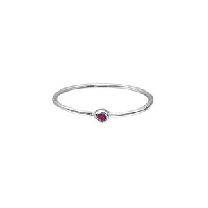 Ring, Create Compliments®, cubic zirconia and sterling silver, ruby red, 3mm wide, size 9. Sold individually.