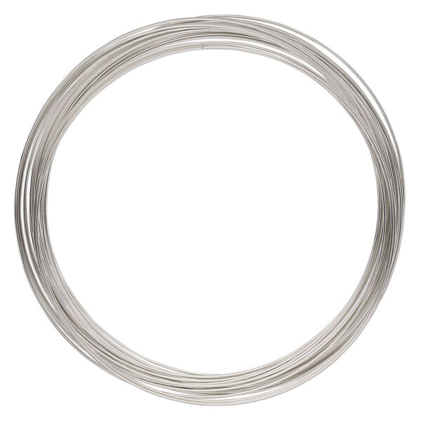 Memory wire, imitation rhodium-plated high carbon steel, 3-5/8 inch necklace, 0.7mm thick. Sold per 1-ounce pkg, approximately 29 loops. image number 0