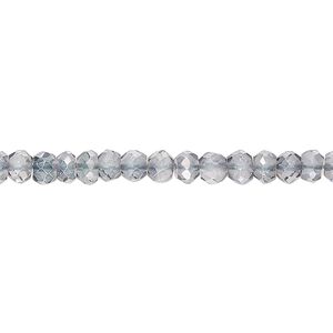 Quartz crystal 1pkg1, hand-cut faceted rondelle bead 13 inch 4x2mm-5x4mm