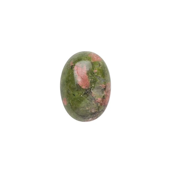 Cabochon, unakite (natural), 18x13mm calibrated oval, B grade, Mohs hardness 6 to 7. Sold per pkg of 4. image number 0