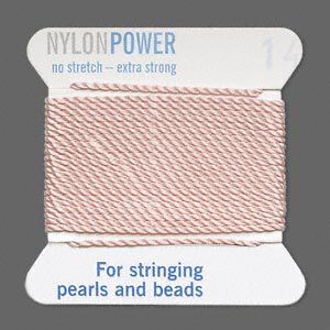 Thread, Griffin, nylon, light pink, size #14. Sold per 2-meter card (approximately 78 inches).