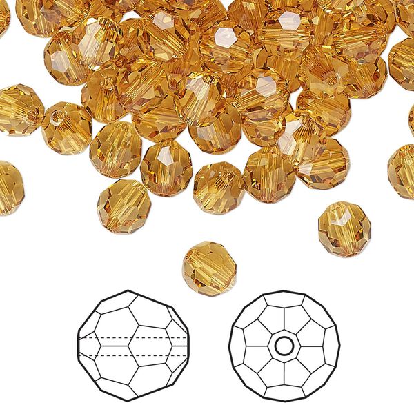 Bead 360pk golden topaz, Swarovski® 6mm round 5000 image number 0