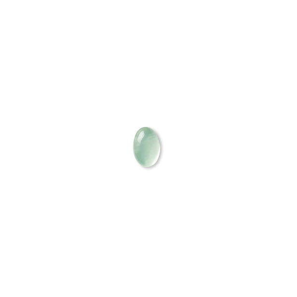 Cabochon, green chalcedony (dyed), light to medium, 6x4mm calibrated oval, B grade, Mohs hardness 6-1/2 to 7. Sold per pkg of 2. image number 0