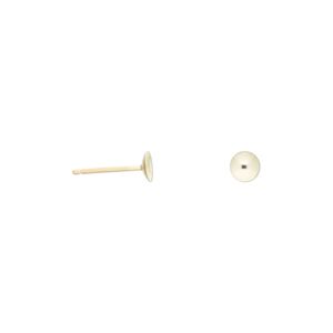 Earstud, 14Kt gold, 4mm cup, fits 4-6mm half-drilled bead. Sold per pair.