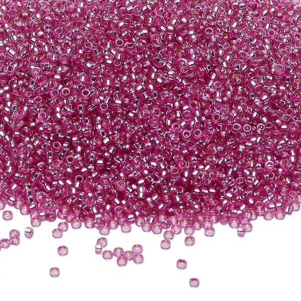 Seed bead, Miyuki, glass, pkg/35g, #15 rocaille, Duracoat® transparent silver-lined orchid, (RR-4277). image number 0