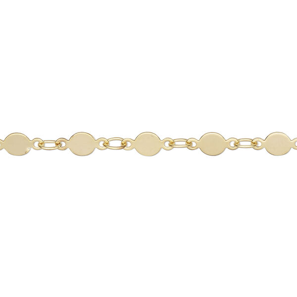 Chain, gold-finished brass, 4mm mirror. Sold per pkg of 5 feet. image number 0