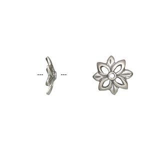 Bead cap, antiqued sterling silver, 12x3mm fancy flower, fits 10-14mm bead. Sold per pkg of 2.