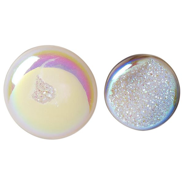 Druzy agate 1pkg2, hand-cut non-calibrated dichroic round cab 23-41mm image number 0