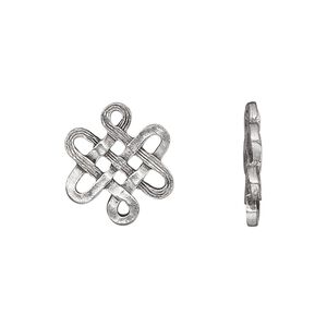 Link, pewter (tin-based alloy), pkg/1, antiqued, 17x15mm Celtic knotwork design.