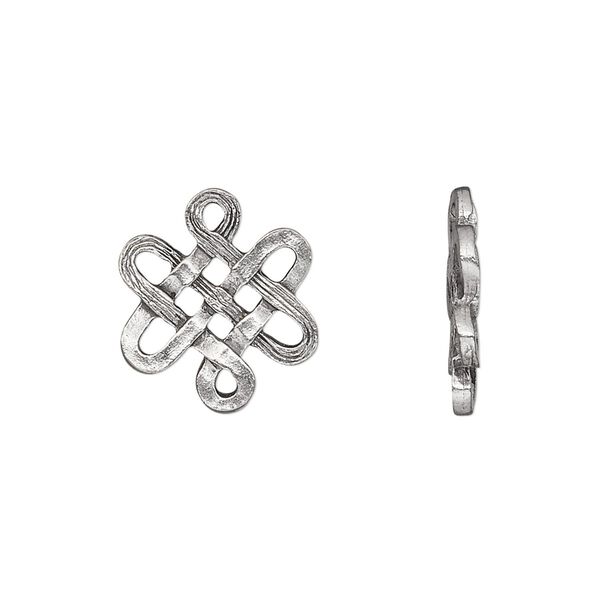 Link, pewter (tin-based alloy), pkg/1, antiqued, 17x15mm Celtic knotwork design. image number 0