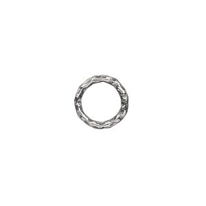 Jump ring, antiqued sterling silver, 10mm hammered round, 7.2mm inside diameter, 15 gauge. Sold per pkg of 2.