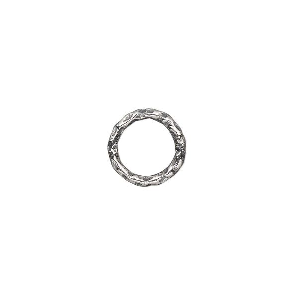 Jump ring, antiqued sterling silver, 10mm hammered round, 7.2mm inside diameter, 15 gauge. Sold per pkg of 2. image number 0
