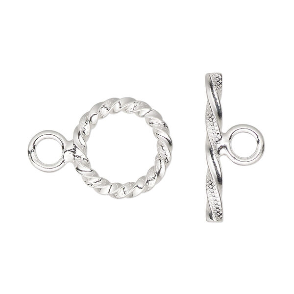 Clasp, toggle, sterling silver, 15.5mm heavy twisted round. Sold individually. image number 0