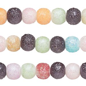 Bead, coated glass, opaque mixed colors, 7-8mm round. Sold per pkg of (3) 7-inch strands, approximately 80 beads.