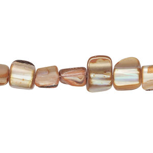 Mother-of-pearl shell 1pkg1, pebble bead 15 inch pale chili pepper 7x6mm-11x8mm