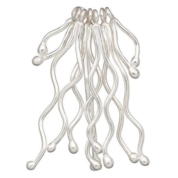Finding, Hill Tribes, sterling silver, 22-50mm wavy fan. Sold per 6-piece set. image number 0