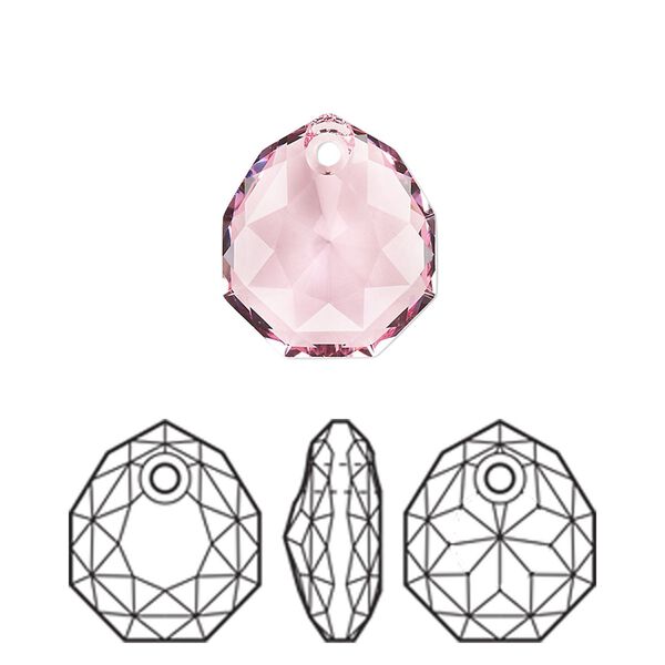 Drop 1pk light rose, Crystal Passions® 16x13.5mm pendant majestic 6436 image number 0