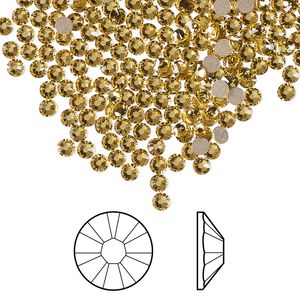 Flat back 144pk dark jonquil foil back, Crystal Passions® Regenerated 2.5-2.7mm round SS9 2058