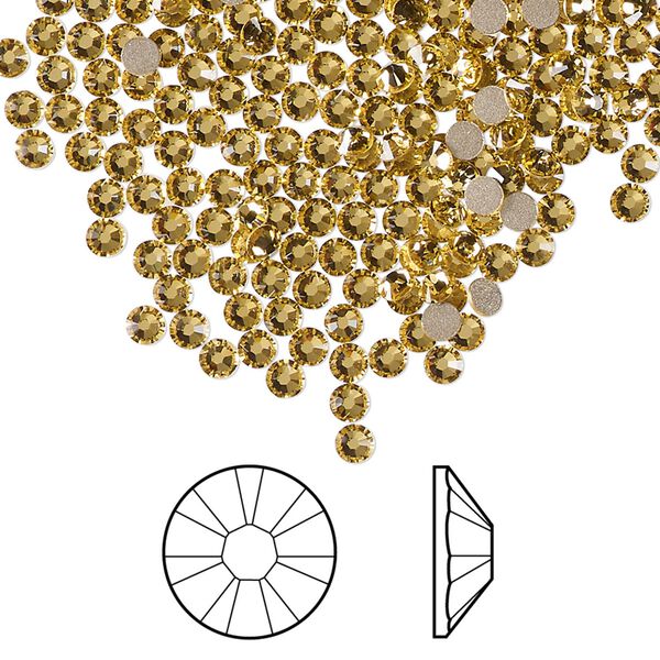 Flat back 144pk dark jonquil foil back, Crystal Passions® Regenerated 2.5-2.7mm round SS9 2058 image number 0
