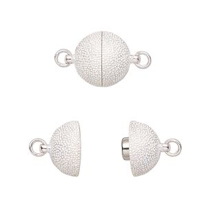 Clasp magnetic 1pkg1 sterling silver, 11.5mm stardust round, 1-strand
