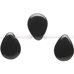 Black onyx 1pkg12, top-drilled teardrop bead 16x12mm