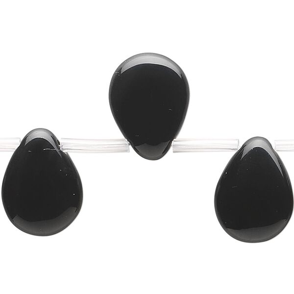 Black onyx 1pkg12, top-drilled teardrop bead 16x12mm image number 0