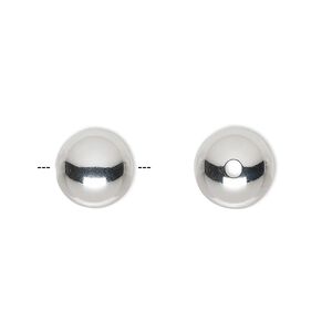 Bead, sterling silver, 12mm seamless round. Sold per pkg of 6.