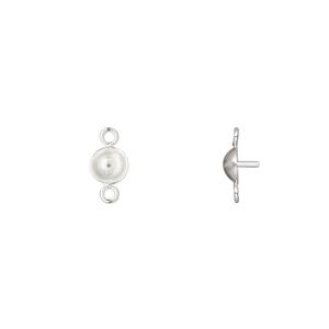 Link, sterling silver, 5mm cup with 3mm peg, fits up to 6mm bead. Sold per pkg of 2.