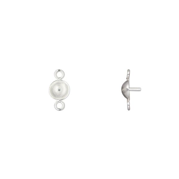 Link, sterling silver, 5mm cup with 3mm peg, fits up to 6mm bead. Sold per pkg of 2. image number 0