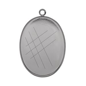 Focal, gunmetal-plated brass, 31x23mm oval with beaded edge and 30x22mm oval bezel setting. Sold per pkg of 2.