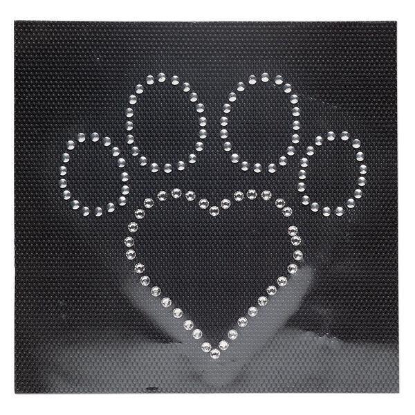 Iron-on transfer 1pk silver and crystal clear, paw print heart 3.5x3 inch image number 0