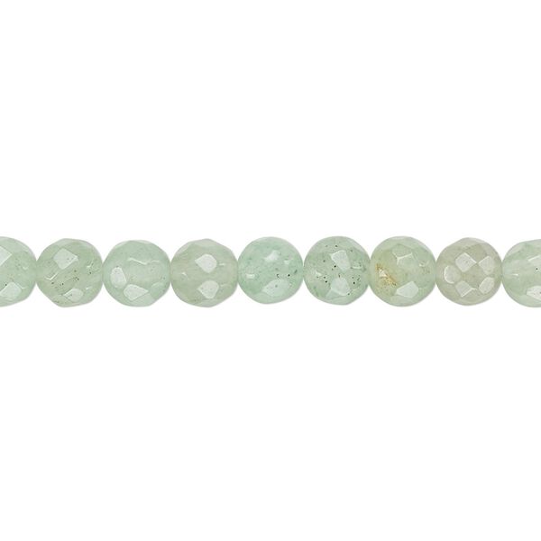 Green aventurine 1pkg1, faceted round bead natural 15.5-16 inch 6mm image number 0