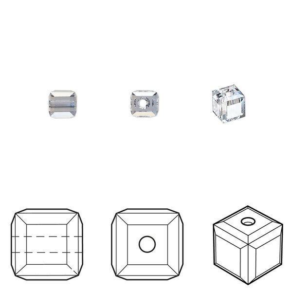 Bead 48pk crystal blue shade, Crystal Passions® 4mm cube 5601 image number 0