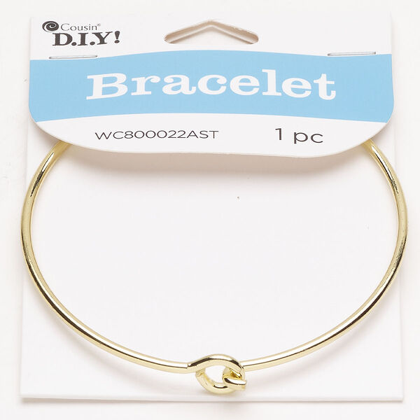 Bracelet 1pkg1 steel 8 inches hook clasp, gold finish image number 0