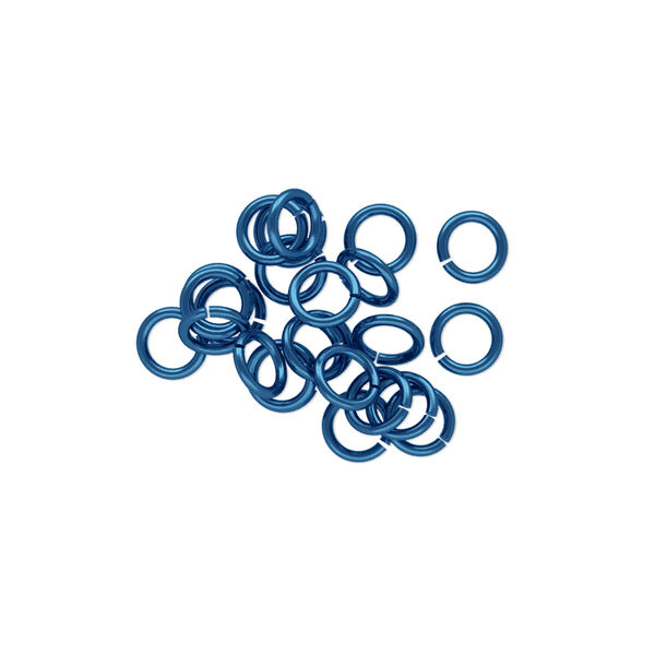 Jump ring, niobium, steel blue, 5mm round, 3.4mm inside diameter, 20 gauge. Sold per pkg of 25. image number 0