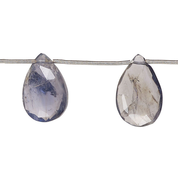 Bead, iolite (natural), 15x8mm-22x14mm hand-cut top-drilled faceted puffed teardrop, B grade, Mohs hardness 7 to 7-1/2. Sold per pkg of 8. image number 0