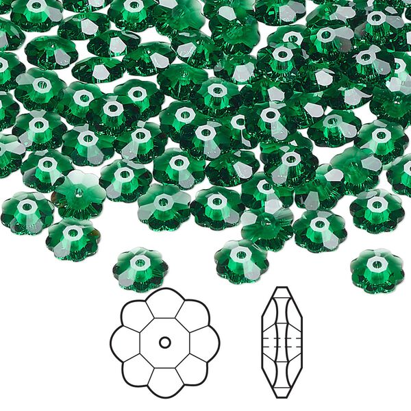 Margarita flower 24pk majestic green, Crystal Passions® 6mm 3700 image number 0