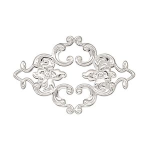Focal, silver-finished brass, 36x23mm single-sided filigree with flower and leaves design. Sold per pkg of 2.